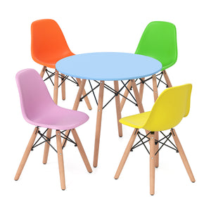 5-piece kids mid-century modern table and chairs set, stylish and functional for playtime and learning.