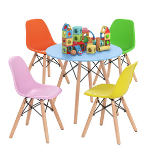 5-piece kids mid-century modern table and chairs set, stylish and functional for playtime and learning.