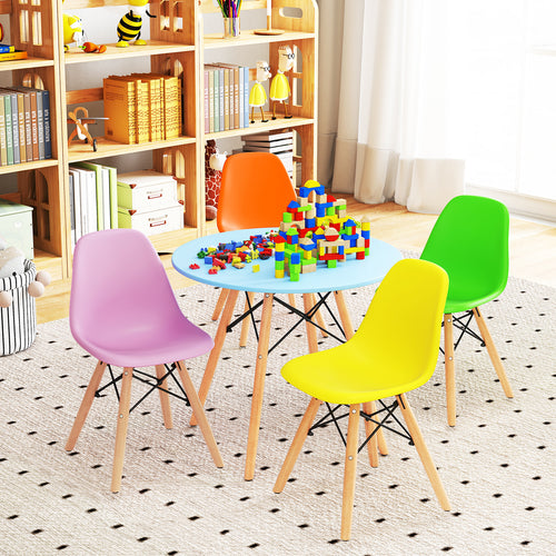 5-piece kids mid-century modern table and chairs set, stylish and functional for playtime and learning.