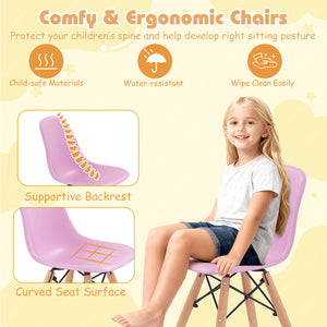 5-piece kids mid-century modern table and chairs set in playful colors, perfect for nurseries and playrooms.