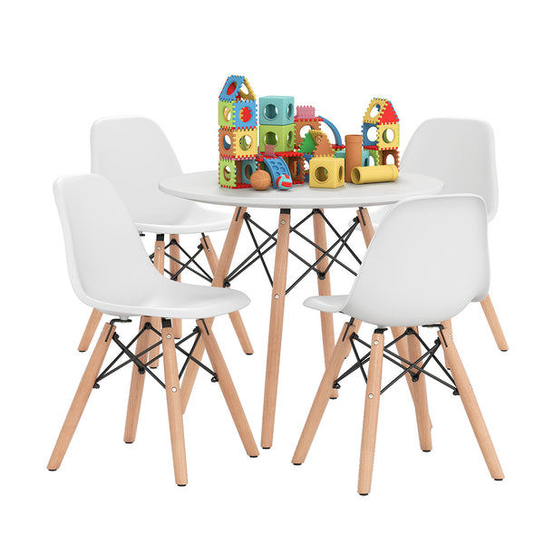 5-piece kids mid-century modern table and chairs set, stylish and functional for playtime and learning.