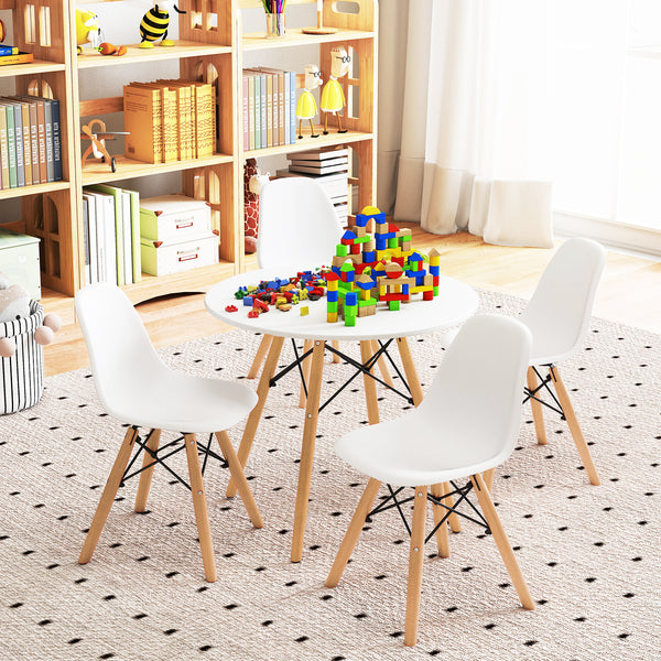 5-piece kids mid-century modern table and chairs set for stylish playtime and learning.