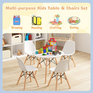 5-piece kids mid-century modern table and chairs set, stylish and functional for playtime and learning.