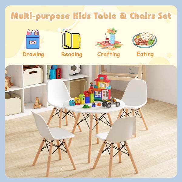 5-piece kids mid-century modern table and chairs set, stylish and functional for playtime and learning.