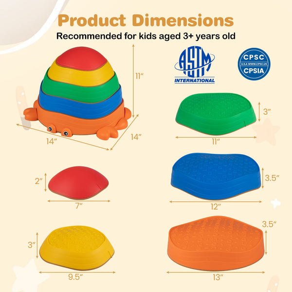 5 Pieces Stepping Stones for Kids with Cute Crab Theme