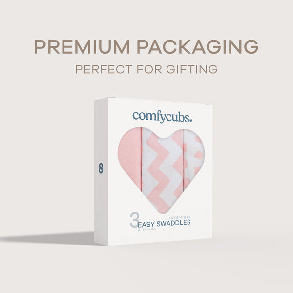 Easy Swaddle Blankets in Pink, Pack of 3