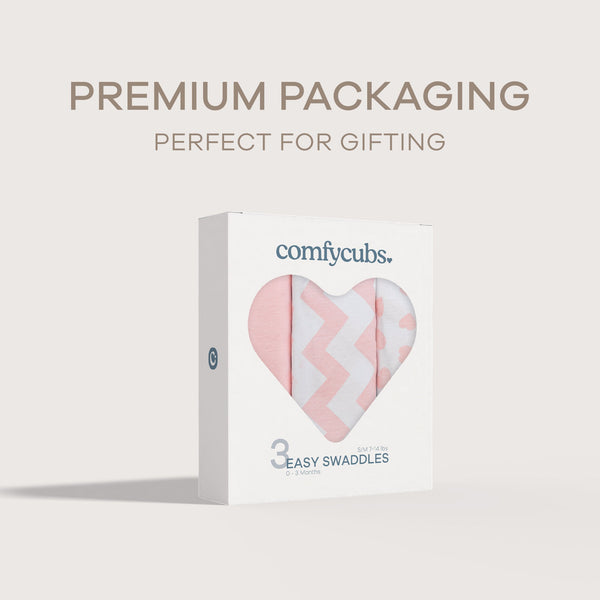 Easy Swaddle Blankets in Pink, Pack of 3