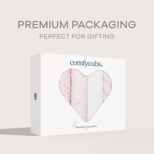 Muslin Swaddle Blankets in Pink, 4 Pack