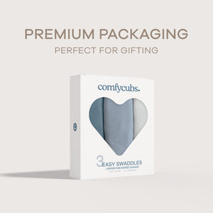 Easy Swaddle Blankets with Zipper in Stone, Pacific Blue, Nomadic Blue