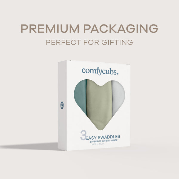 Easy Swaddle Blankets with Zipper in Stone, Sage, Azul