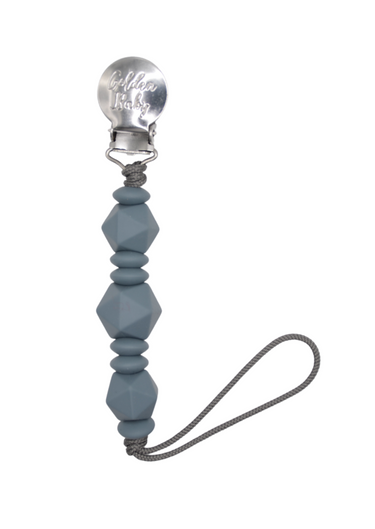 Harley Clip in Charcoal - Stylish and functional pacifier clip for babies.