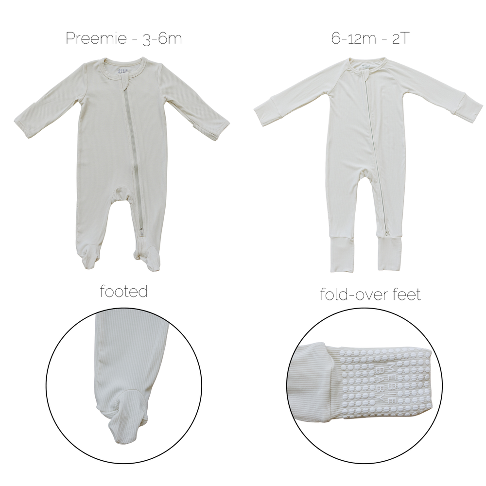 Cream Ribbed Bamboo Zipper - MOOGCO Baby