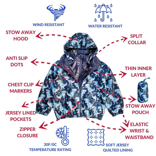 Car Seat Coat | The Road Coat Transition - Navy Raptor Print