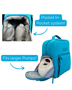 Sarah Wells Fiona Breast Pump Backpack – Neoprene, Machine Washable Bag with Insulated Storage, Laptop Sleeve & Straps