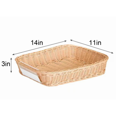 Shallow Classroom Storage Basket – Wide Woven Shelf Bin (14" x 11" x 3") - 4 Pack