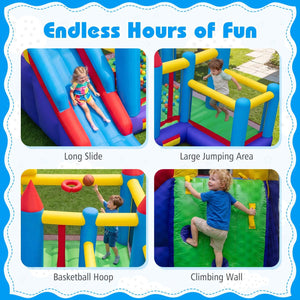 4-in-1 Kids Bouncer with Long Slide and Jumping Area for Yard and Lawn with 680W Blower