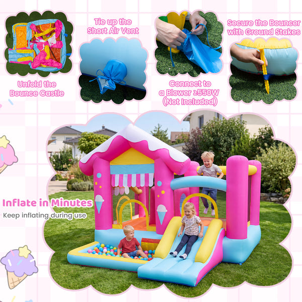 5-in-1 Inflatable Bounce House with Tunnel for Kids Ages 3-12