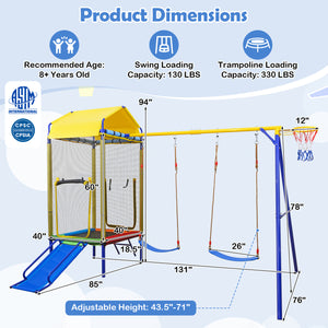 5-in-1 Kids Swing Set for Backyard with Heavy-duty Metal Swing Stand