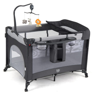 5 in 1 Portable Baby Pack and Play with Music Box and Hanging Toys