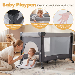 5 in 1 Portable Baby Pack and Play with Music Box and Hanging Toys