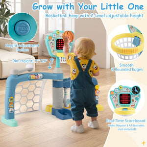 5 in 1 Toddler Sports Toy with Adjustable Basketball Hoop for Baby Boys Girls 18 Months+