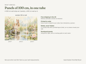 Watercolor Quiet Garden Pond Bunny Wall Mural, image 8