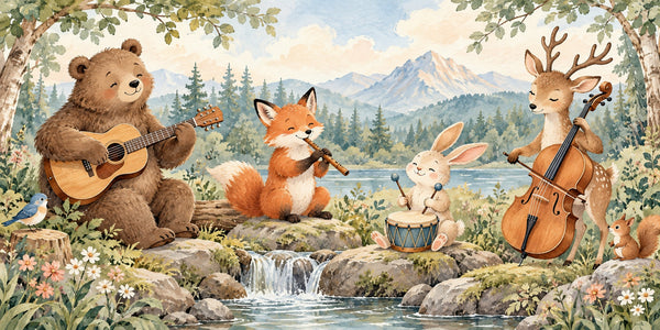 Watercolor Woodland Band Wall Mural, image 3