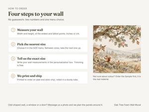 Watercolor Oak Tree Fawn Wall Mural, image 5