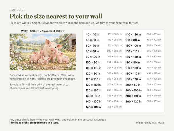 Watercolor Piglet Family Farm Wall Mural, image 5