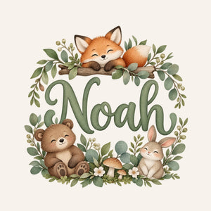 Personalised Woodland Animals Name Wall Decal, image 3