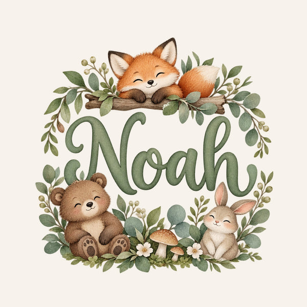 Personalised Woodland Animals Name Wall Decal, image 3