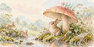 Watercolor After the Rain Bunny Wall Mural, image 3