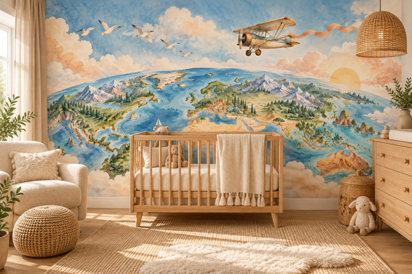 Watercolor World Explorer Wall Mural, image 1