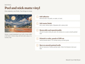 Watercolor Moonlit Court Basketball Wall Mural, image 7