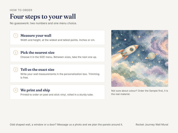 Watercolor Rocket Journey Wall Mural, image 6