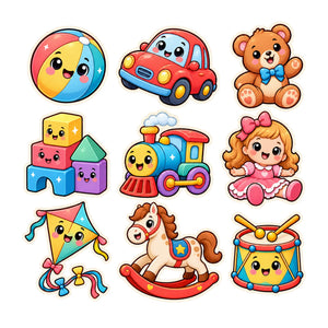 Cute Toys Wall Decals, Set of 9, First Words Stickers, image 2