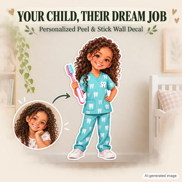 Personalized Dentist Wall Decal from Photo, Dream Job Sticker, image 1