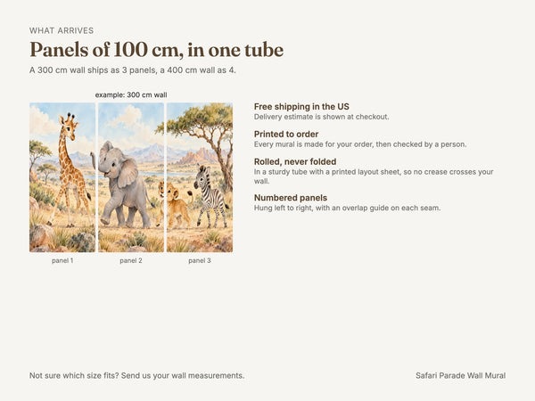 Watercolor Safari Parade Wall Mural, image 8