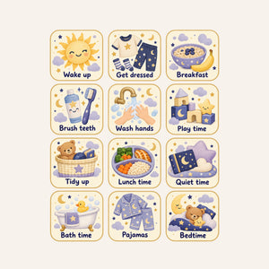 Moon and Stars Daily Routine Wall Decals, Set of 12, image 3