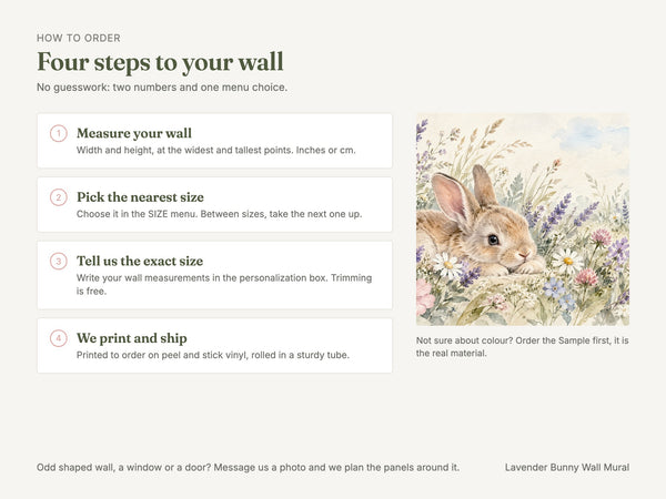 Watercolor Lavender Bunny Wall Mural, image 6