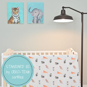 Adorable Cat Prints Muslin Swaddle Baby Blankets - 47" x 47" 100% Cotton Muslin