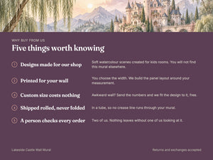 Watercolor Lakeside Castle Fairy Tale Wall Mural, image 10
