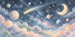 Watercolor Comet Night Wall Mural, image 3