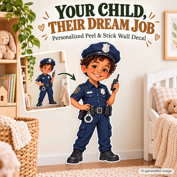 Personalized Police Officer Wall Decal from Photo, Dream Job Sticker, image 2