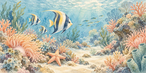 Watercolor Coral Reef Ocean Wall Mural, image 3