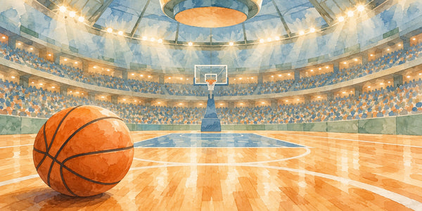 Watercolor Indoor Arena Basketball Wall Mural, image 3