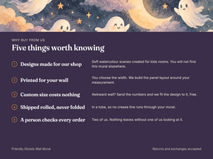 Watercolor Friendly Ghosts Halloween Wall Mural, image 10