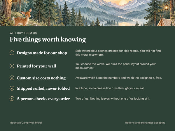 Watercolor Mountain Camp Camping Wall Mural, image 10