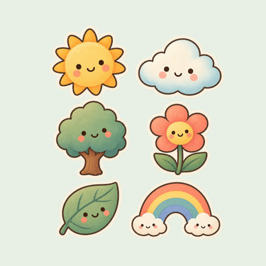 Soft Nature Wall Decals, Set of 6, Baby First Words, image 1