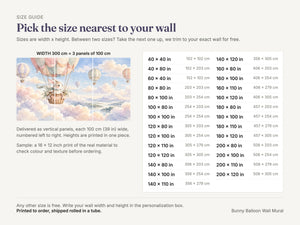 Watercolor Bunny Hot Air Balloon Wall Mural, image 5